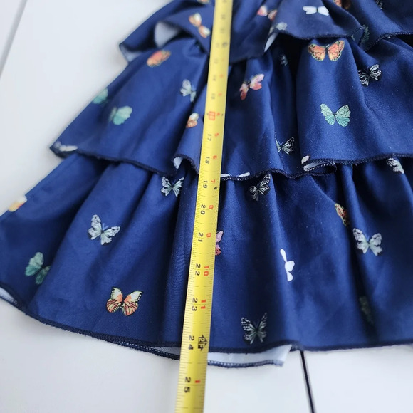 Shein Girls Dress Butterfly Ruffle Sleeve Layered Blue Print Sz 6 years 6Y - Picture 2 of 7